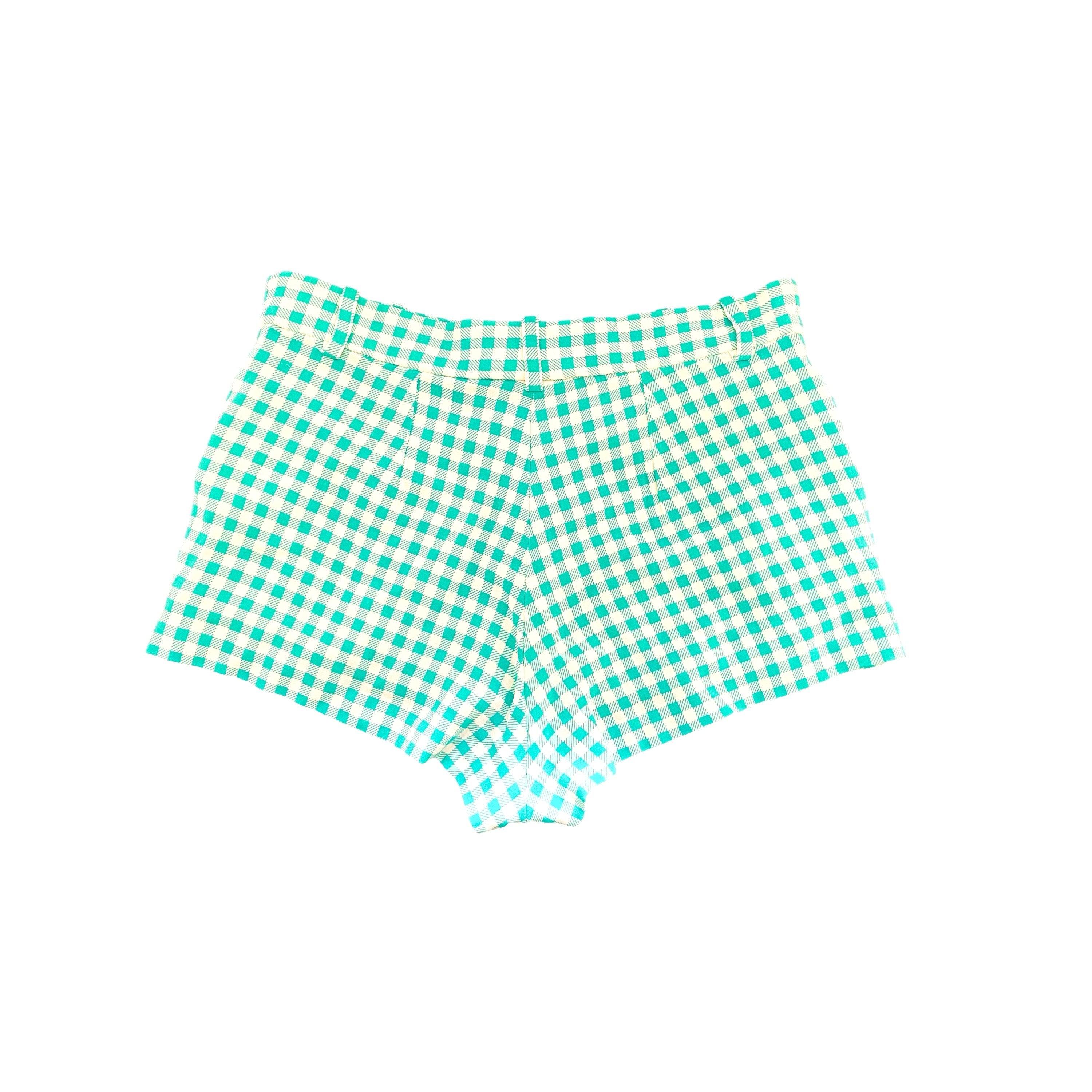 Versace Turquoise Plaid Swim Shorts - Image 2