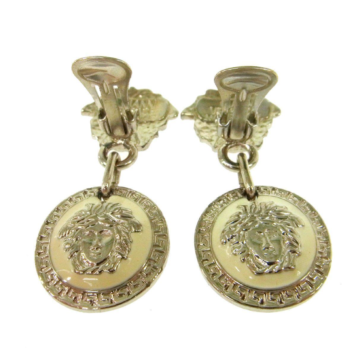 Versace Two-Tone Logo Clip On Earrings - Image 2