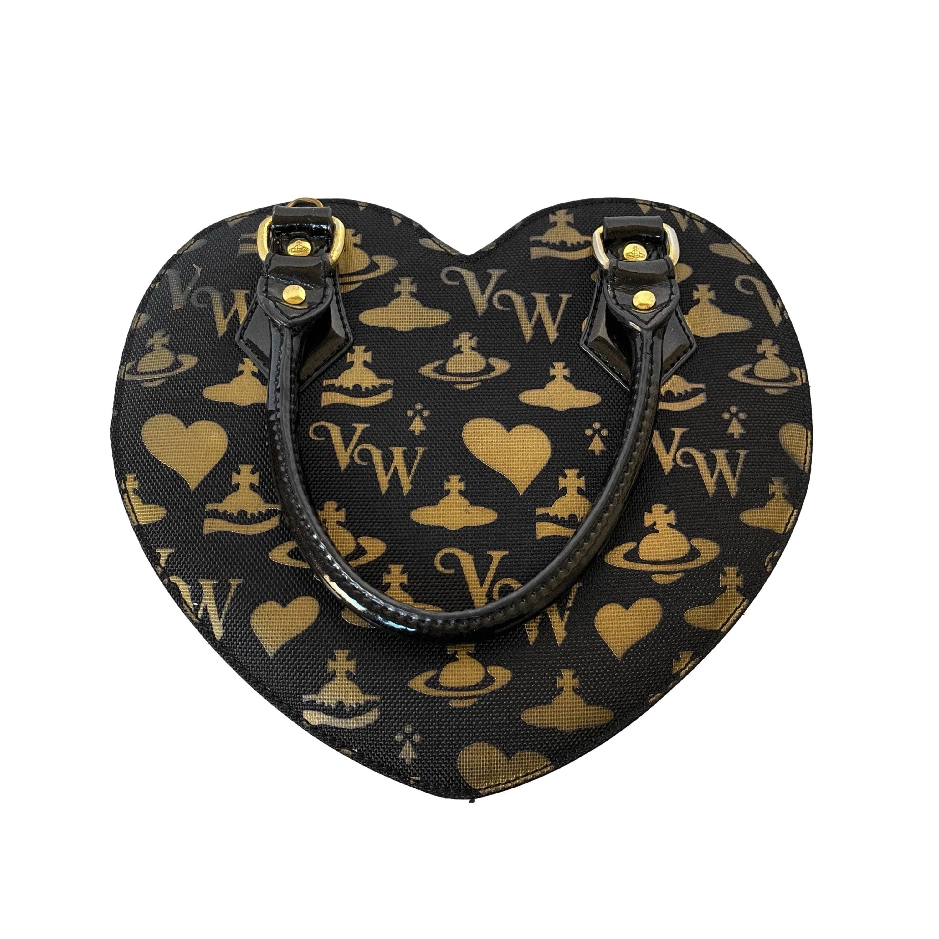 Vivienne Westwood Black All Over Print Heart Bag - Image 2