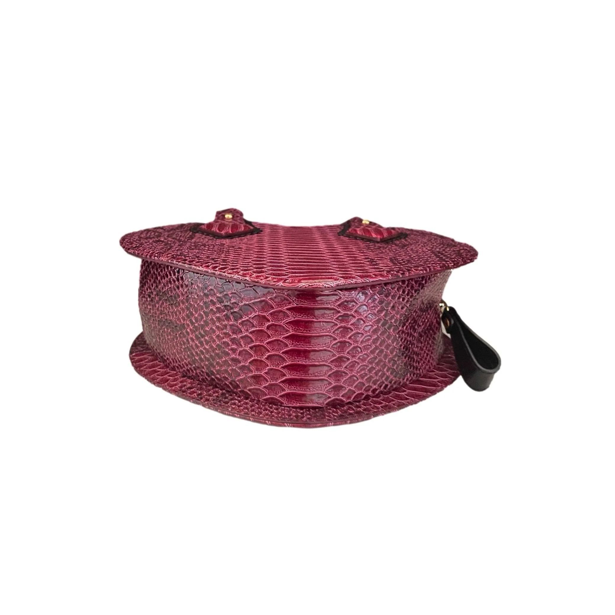 Vivienne Westwood Burgundy Snake Embossed Heart Bag - Image 3