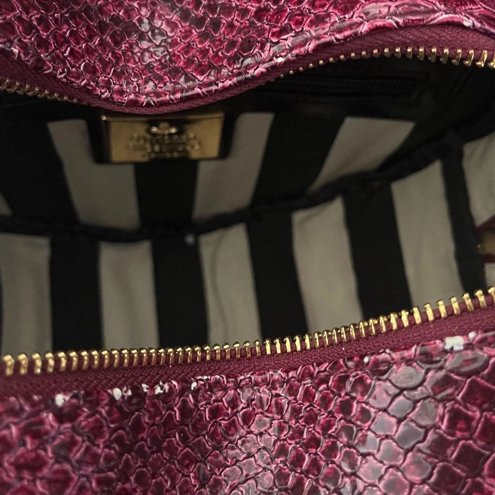 Vivienne Westwood Burgundy Snake Embossed Heart Bag - Image 5