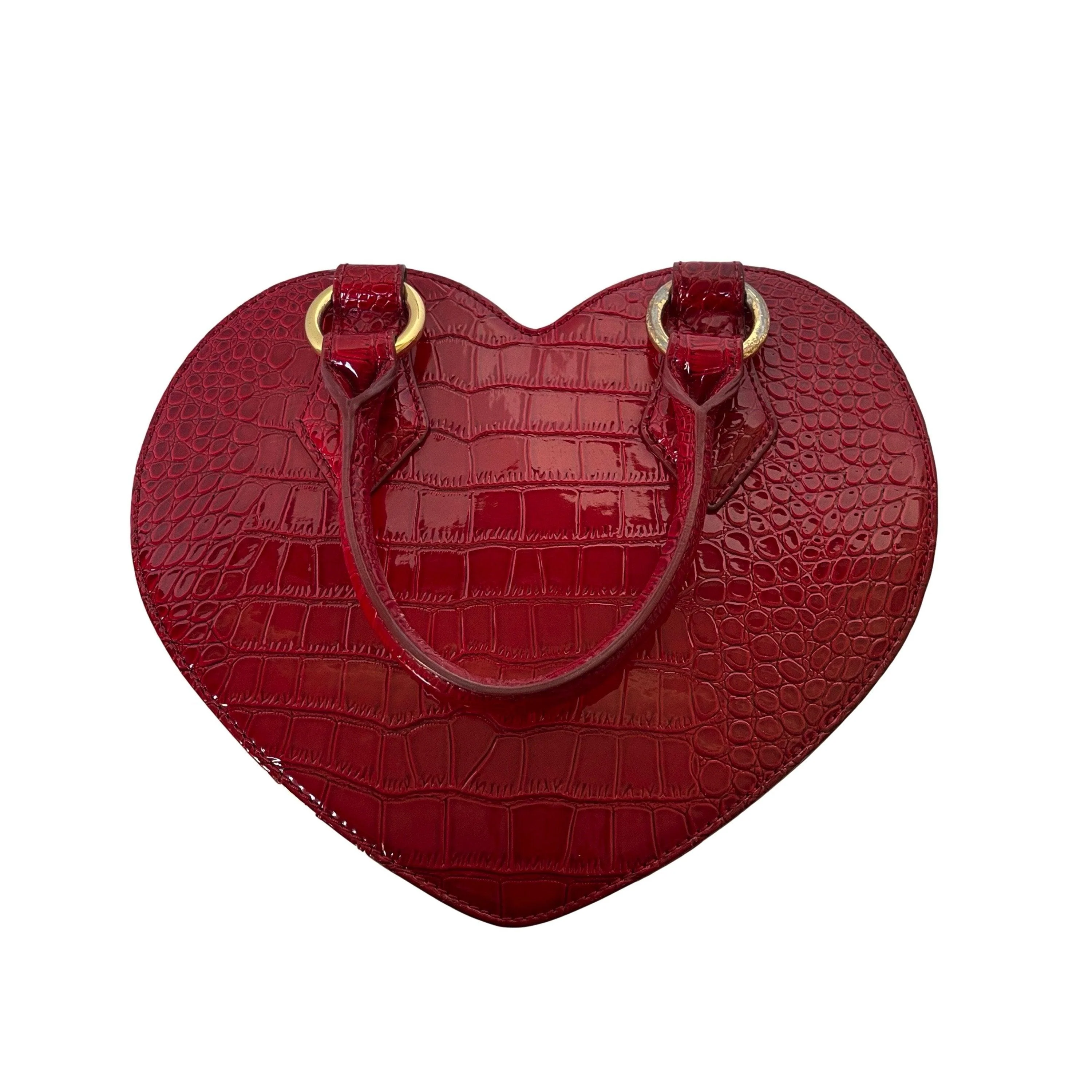 Vivienne Westwood Red Croc Embossed Heart Bag - Image 2