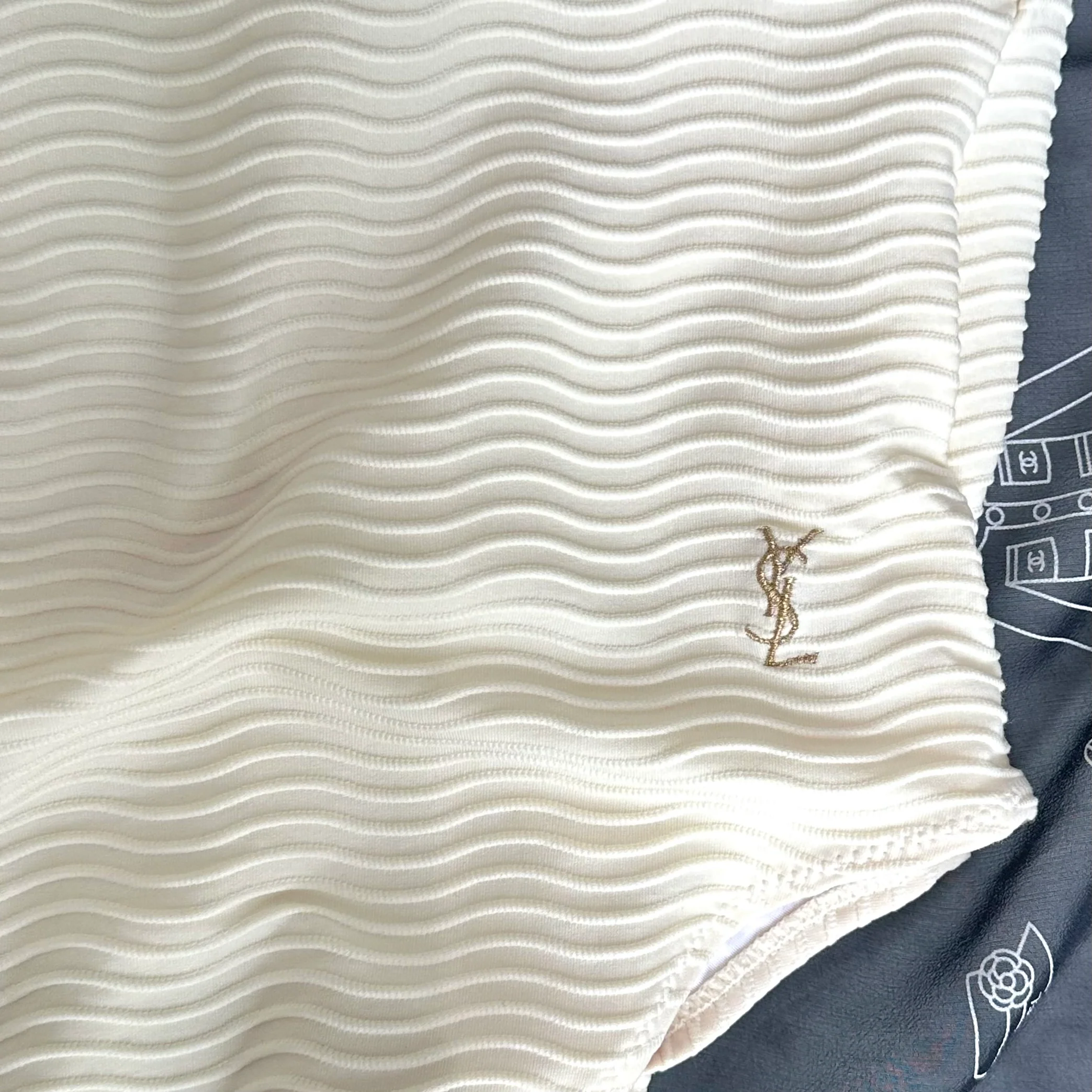 YSL Beige Textured Logo One Piece