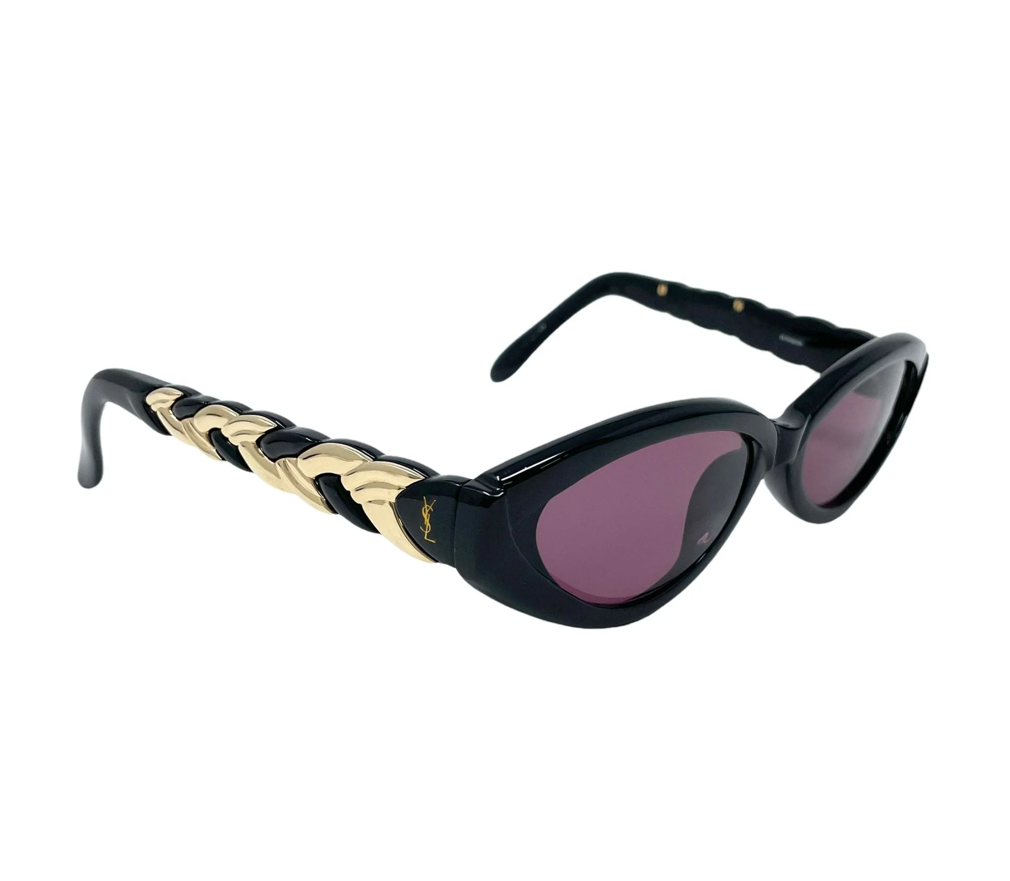 YSL Black Braided Logo Sunglasses - Image 2