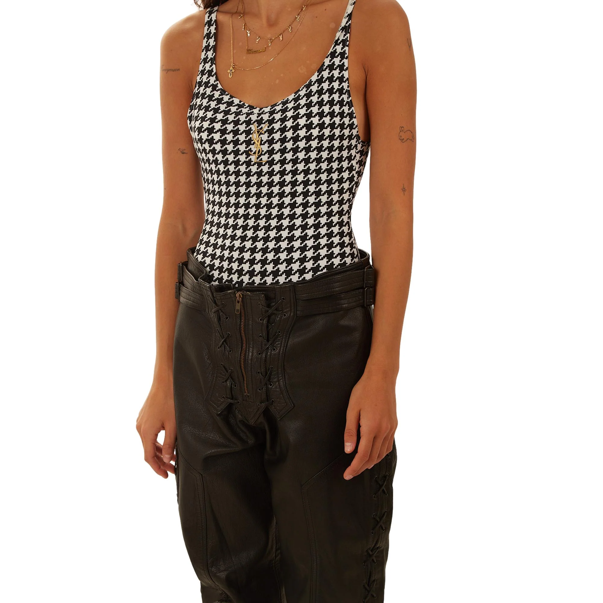 YSL Black Houndstooth One Piece - Image 3
