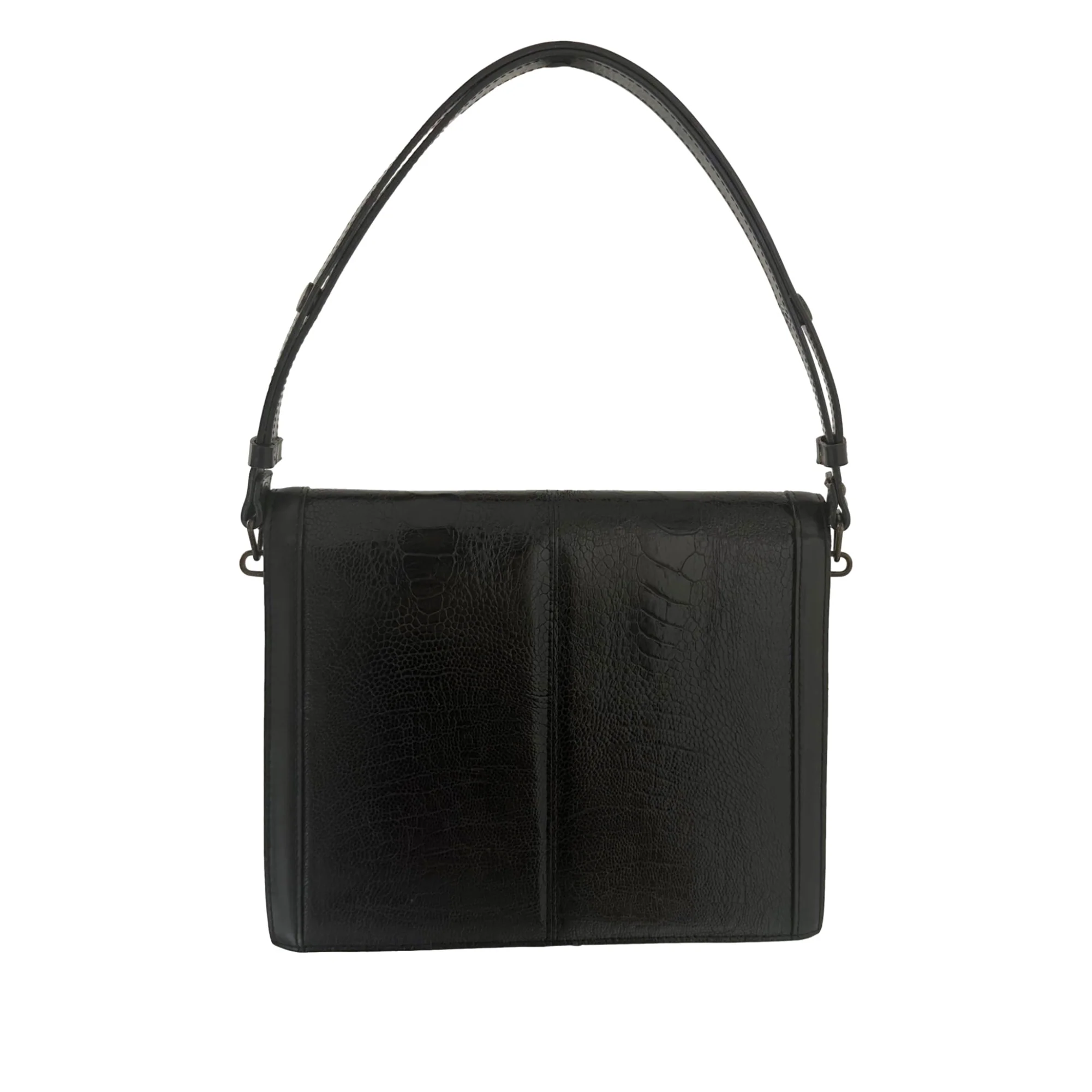 YSL Black Leather Embossed Shoulder Bag - Image 2