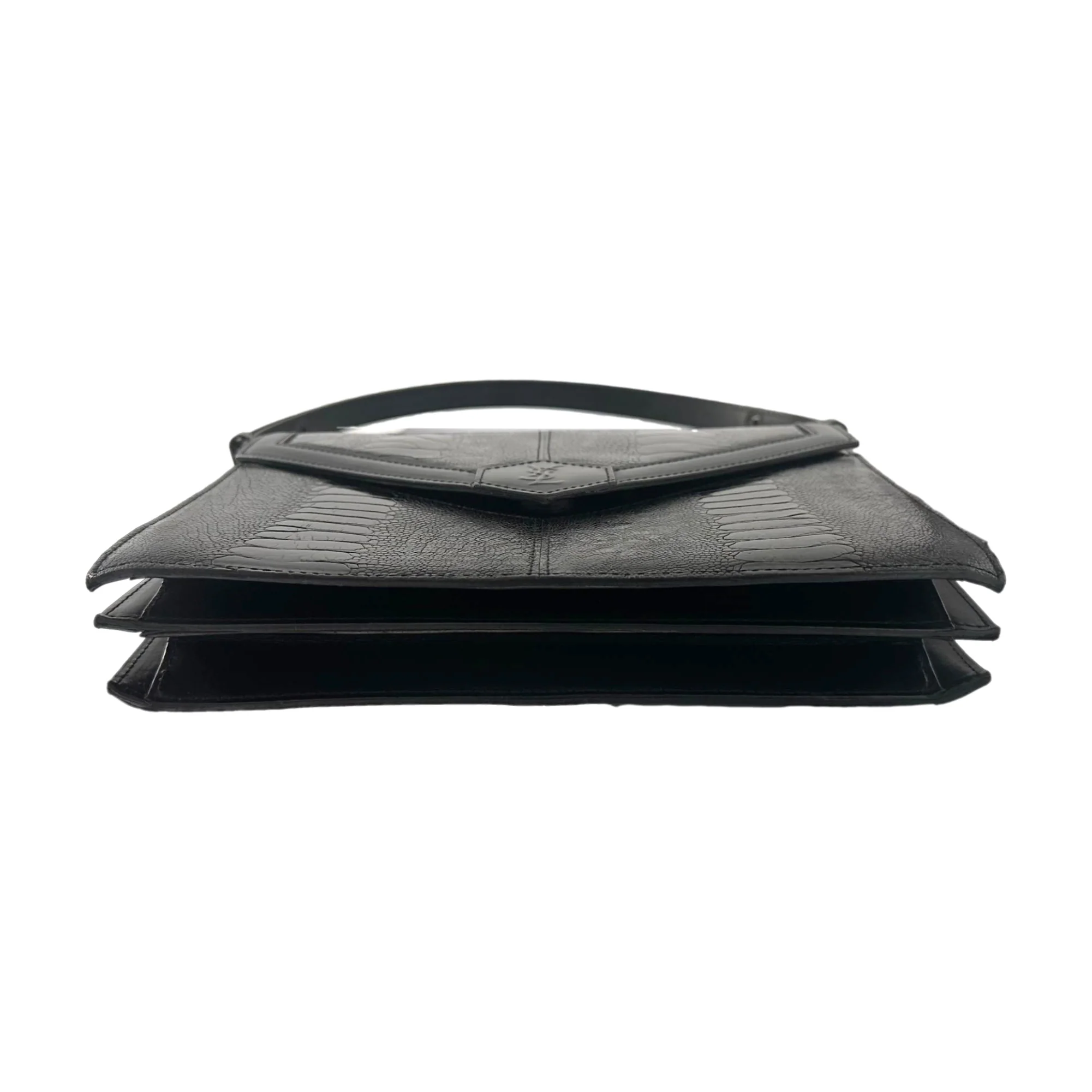 YSL Black Leather Embossed Shoulder Bag - Image 3