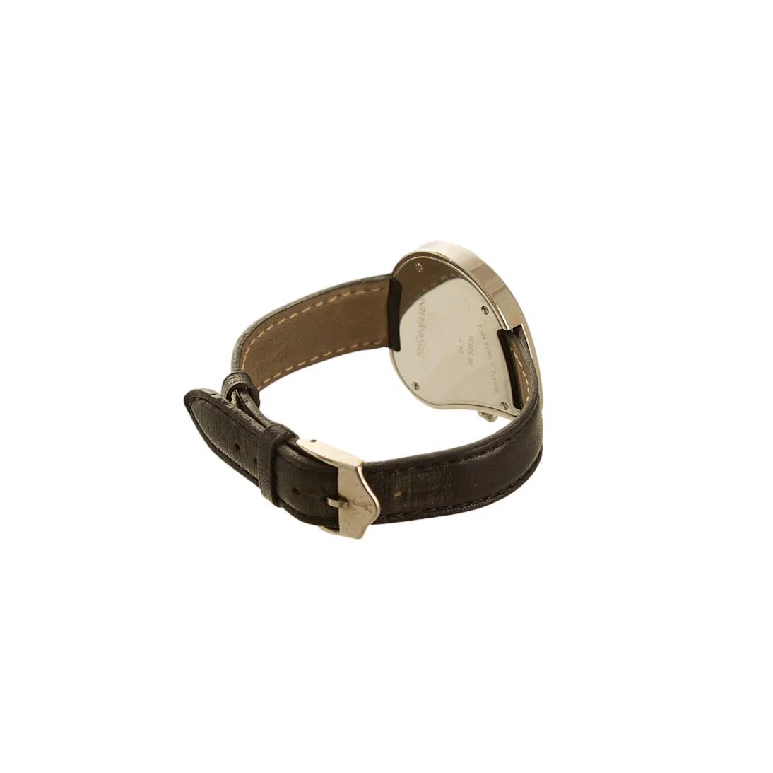 YSL Black Leather Heart Watch - Image 2