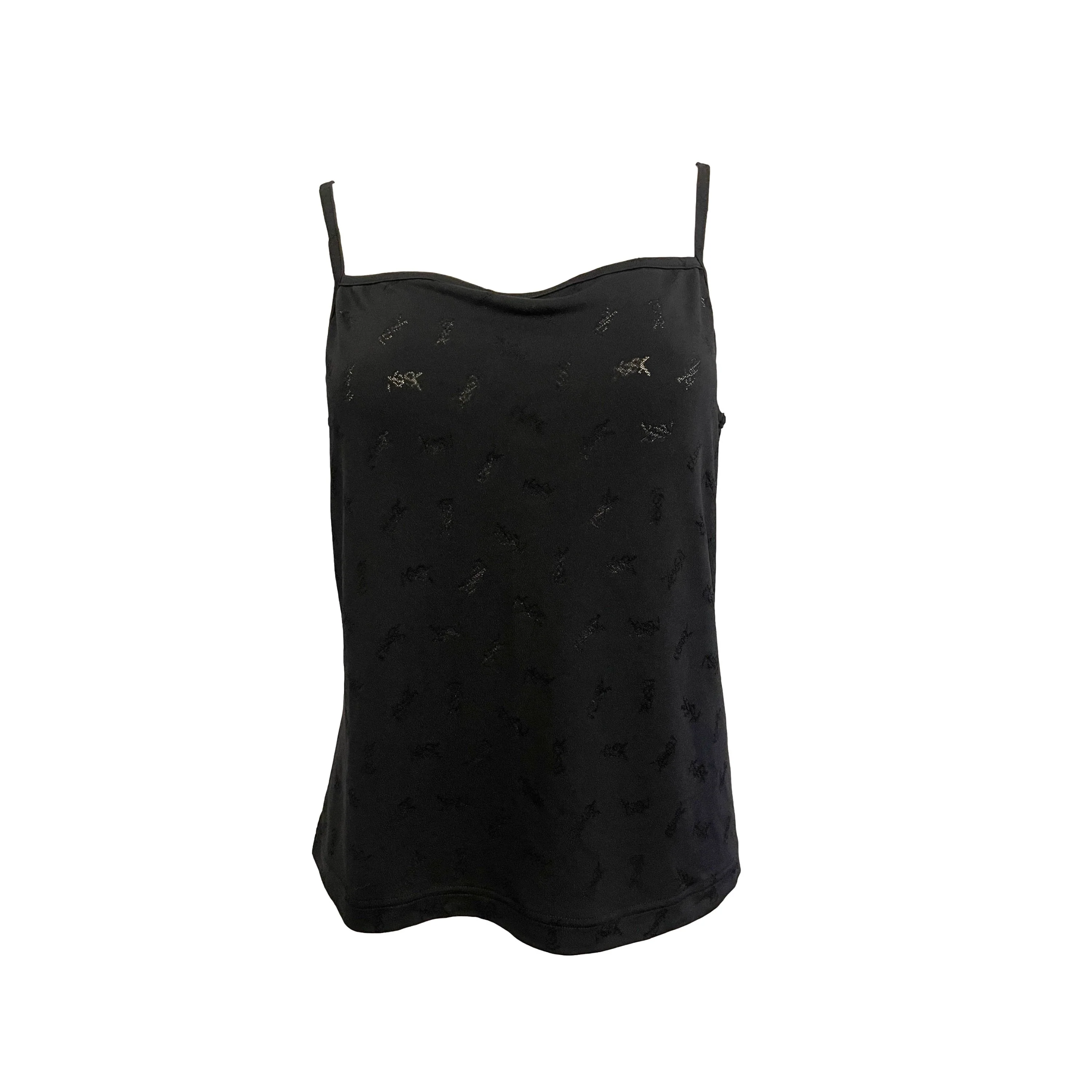 YSL Black Perforated Logo Tank Top