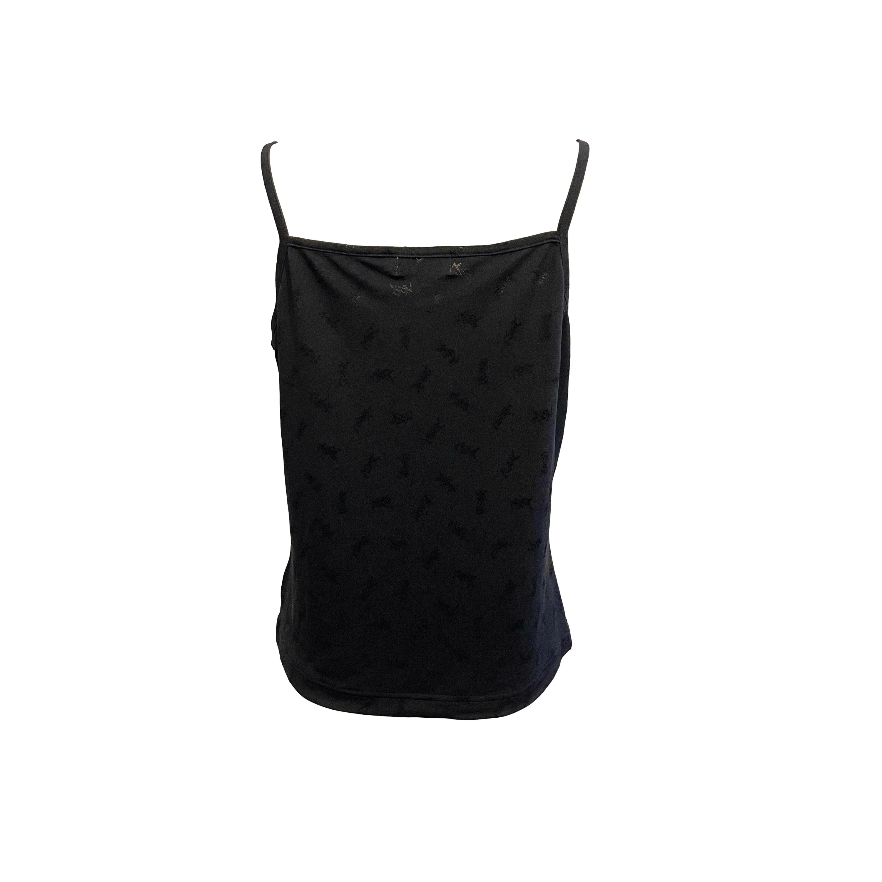 YSL Black Perforated Logo Tank Top - Image 2