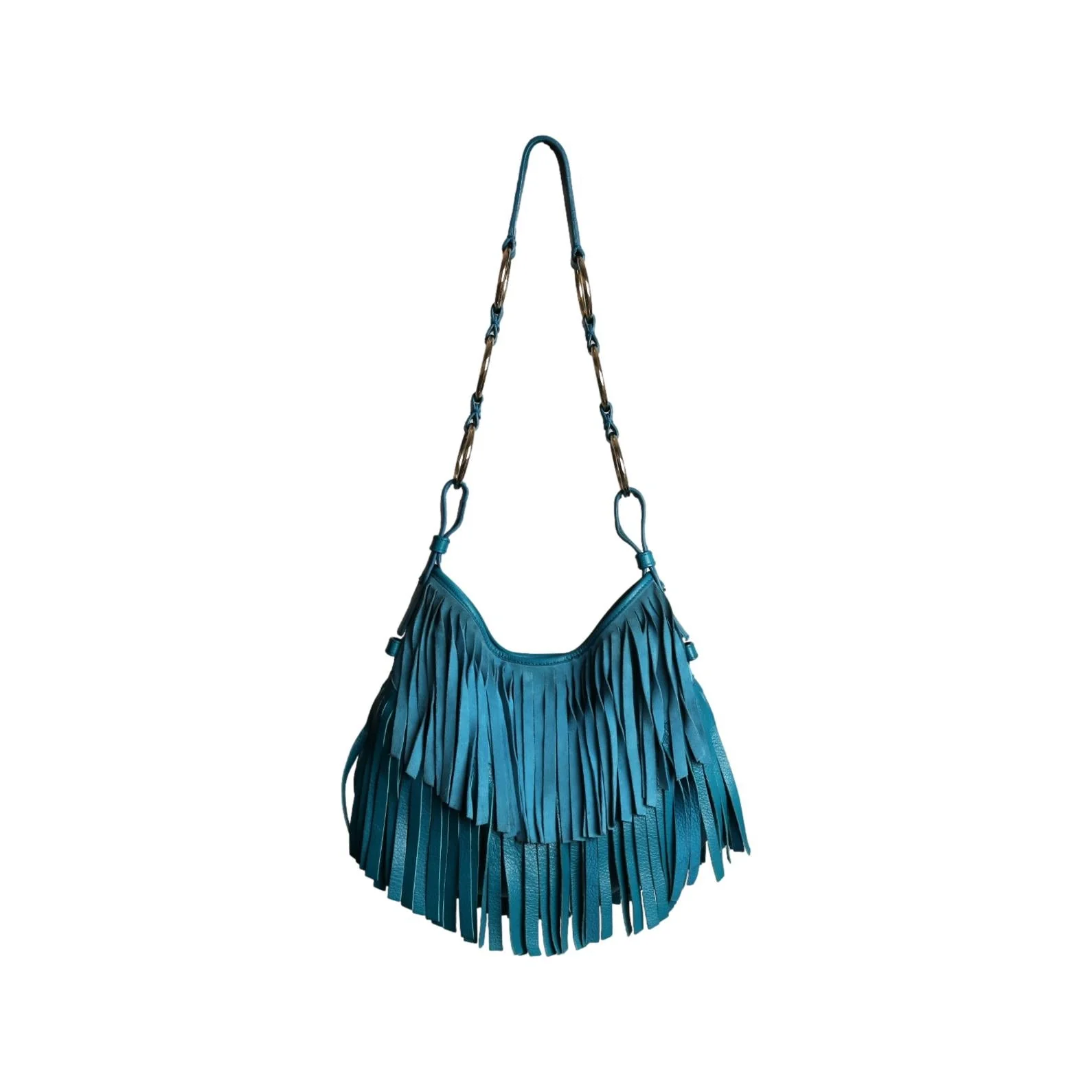 YSL Blue Fringe Shoulder Bag - Image 2