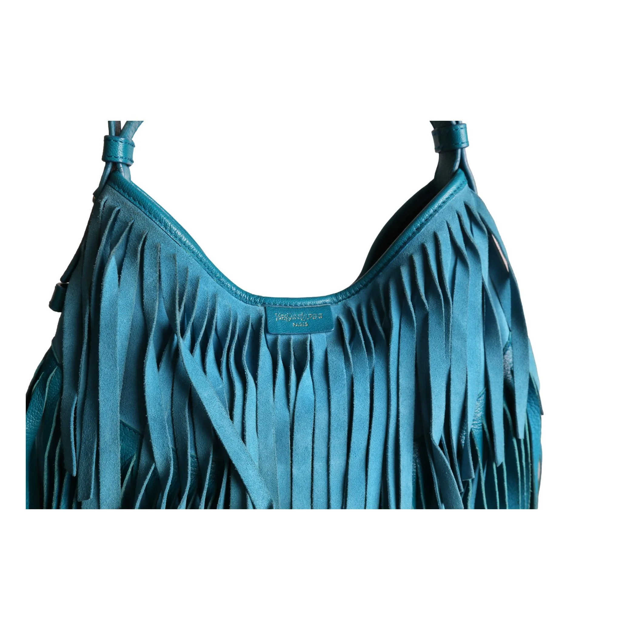 YSL Blue Fringe Shoulder Bag - Image 3