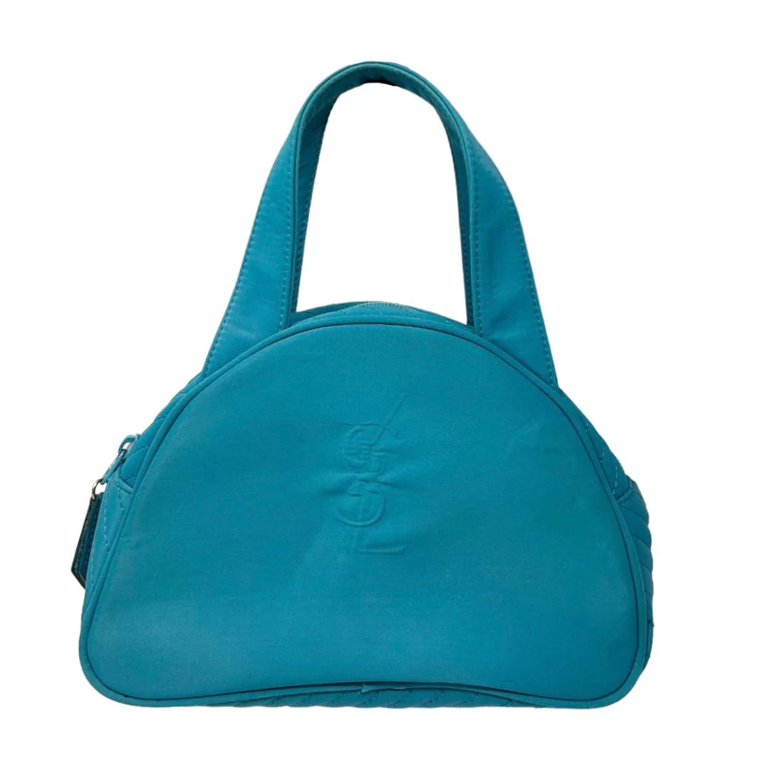 YSL Blue Nylon Top Handle Bag