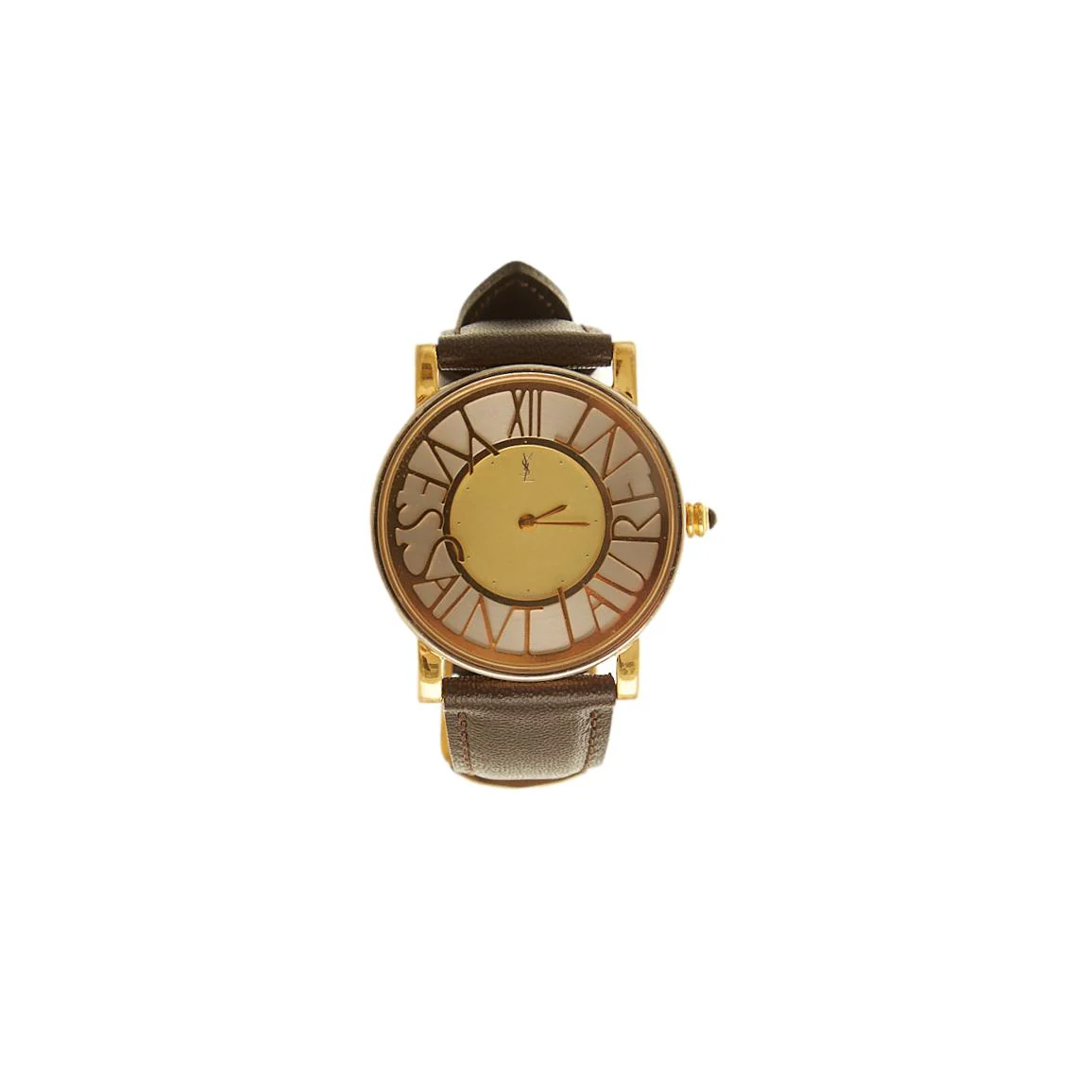 YSL Brown Leather Logo Watch