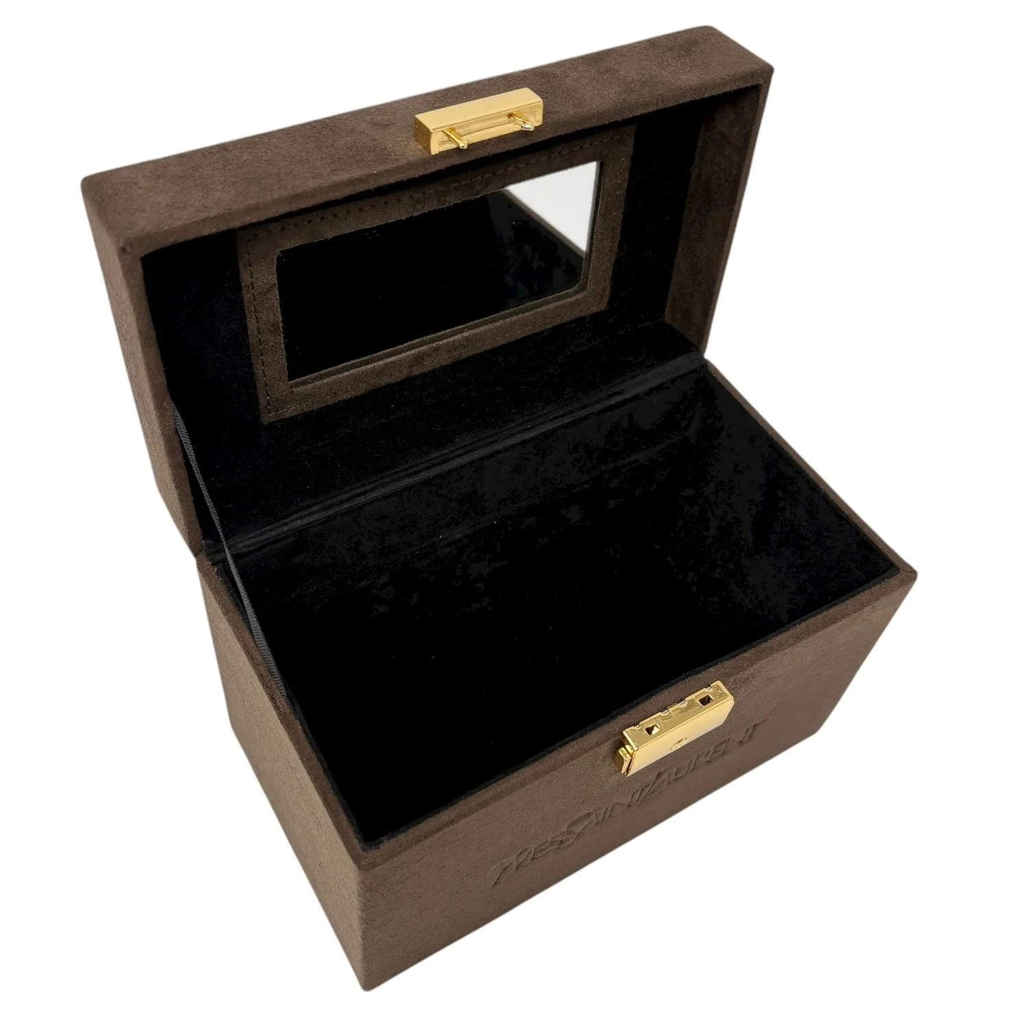 YSL Brown Suede Logo Box Bag - Image 3