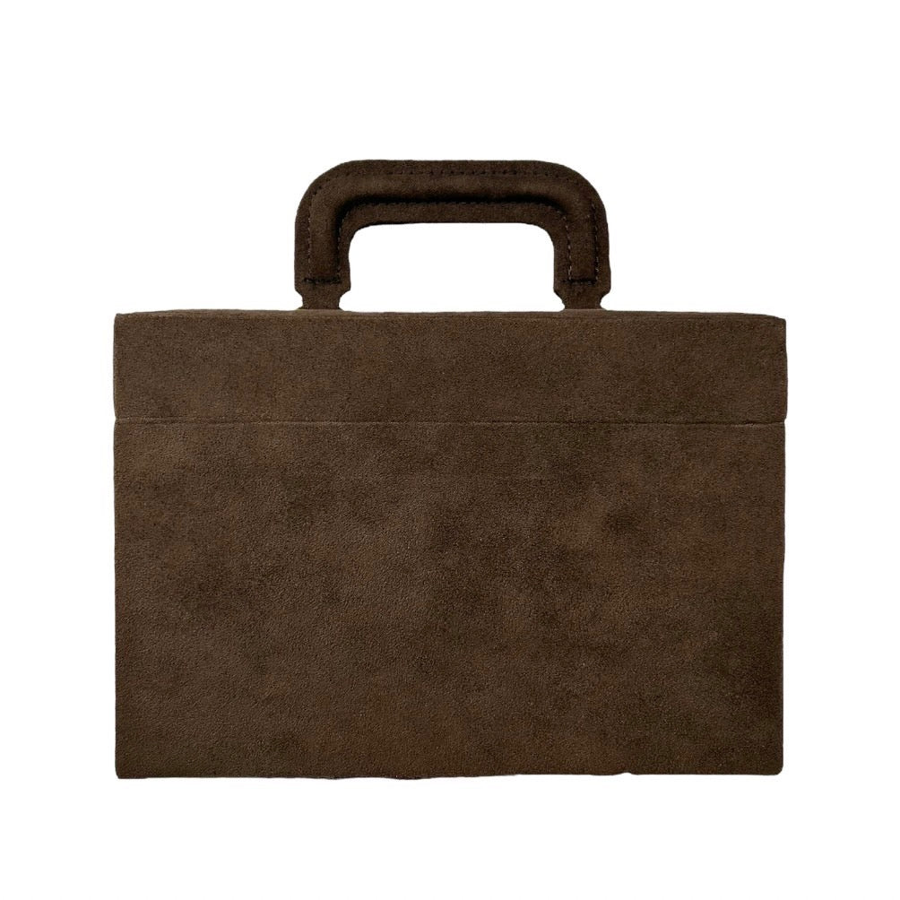 YSL Brown Suede Logo Vanity Box - Image 2
