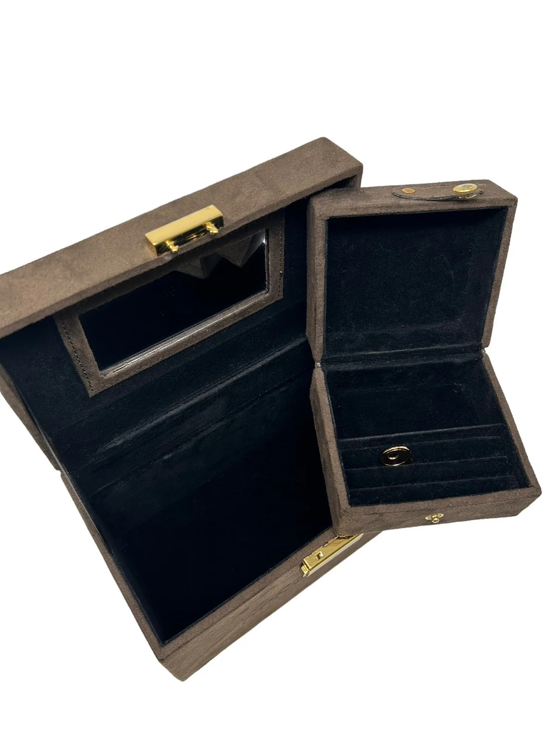 YSL Brown Suede Logo Vanity Box - Image 3
