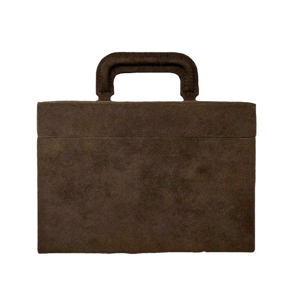 YSL Brown Suede Logo Vanity Box - Image 2