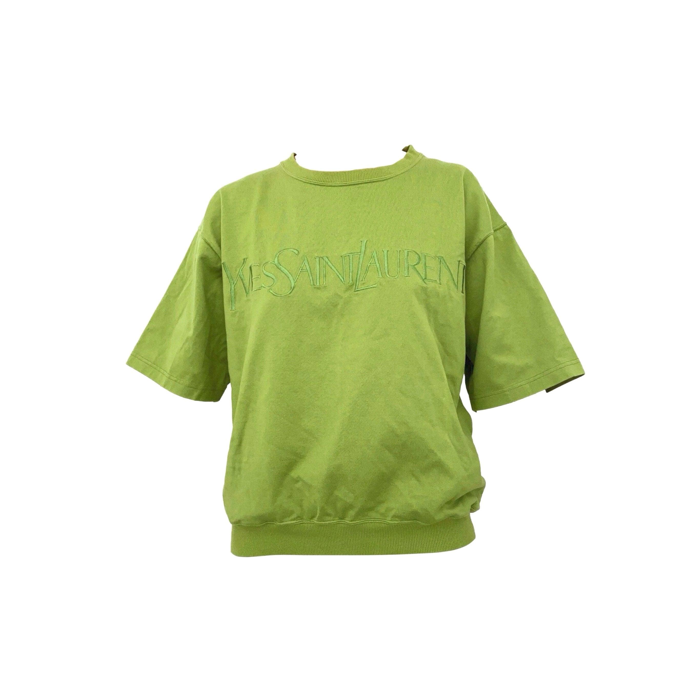 YSL Lime Green Logo Short Sleeve Sweatshirt