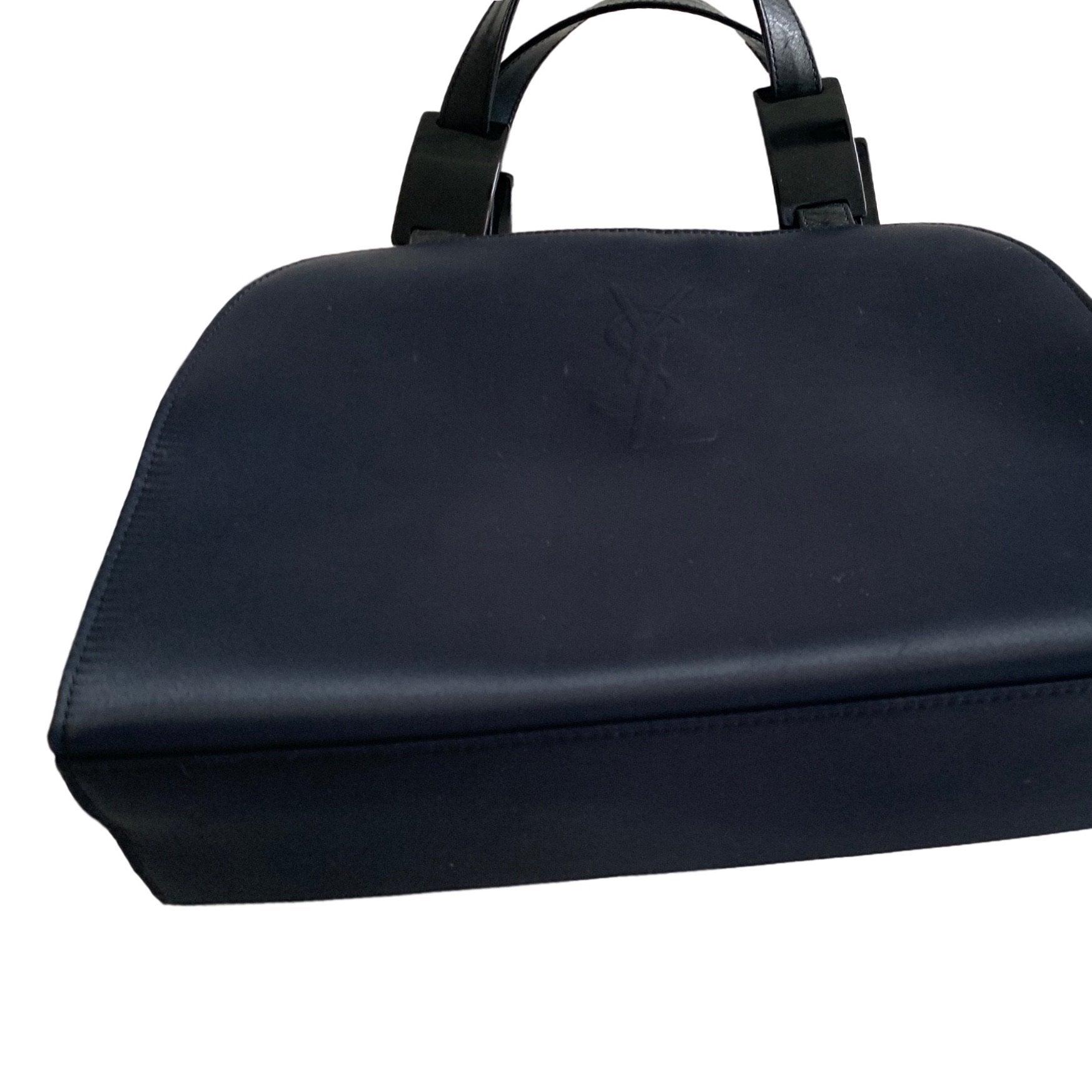 YSL Navy Nylon Logo Shoulder Bag - Image 2