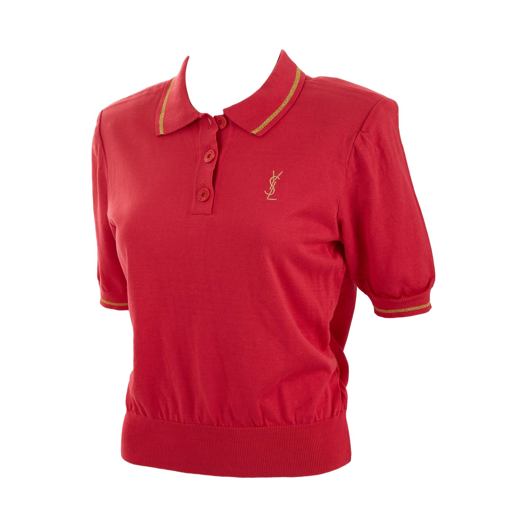 YSL Pink Logo Polo Top - Image 3