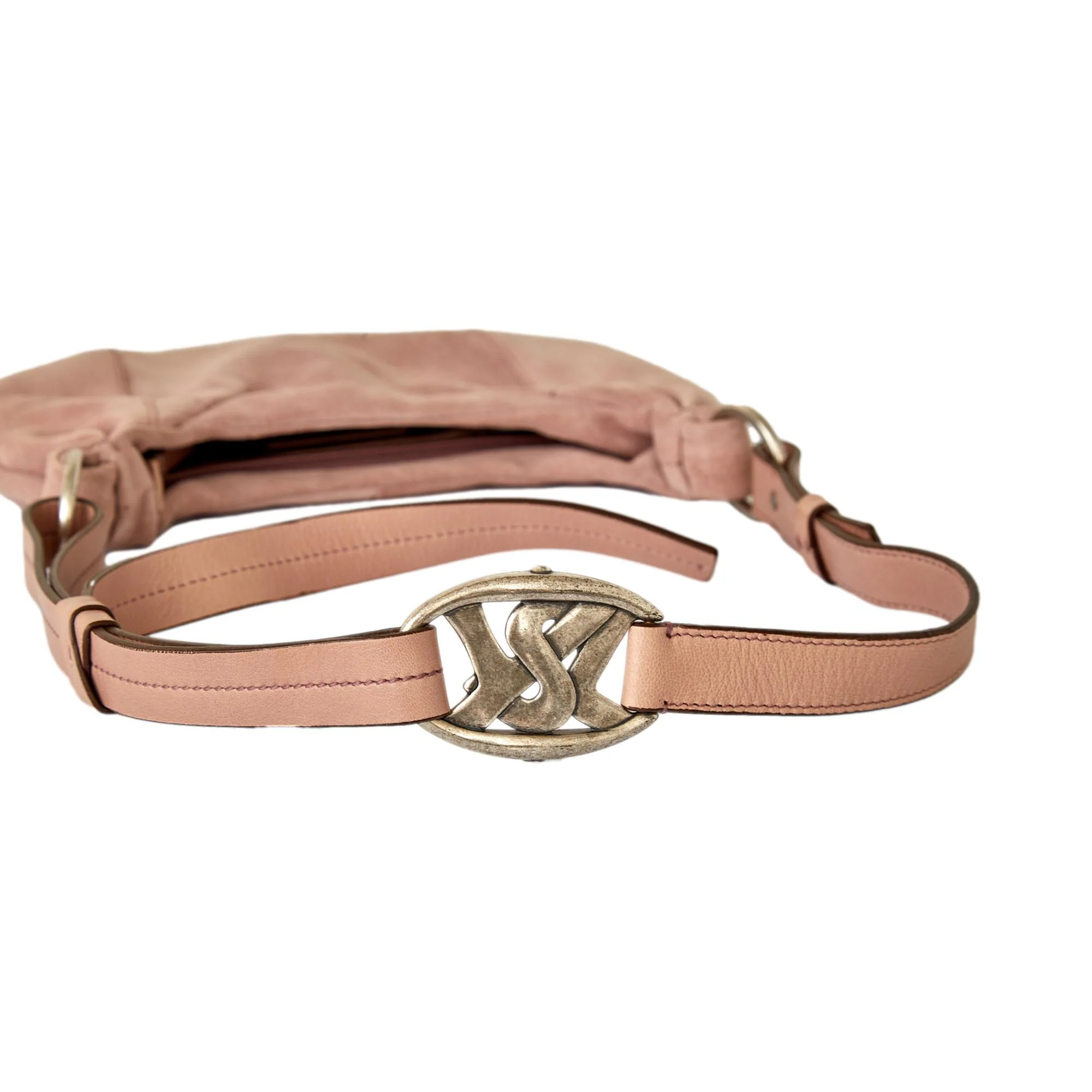 YSL Pink Suede Logo Shoulder Bag - Image 2