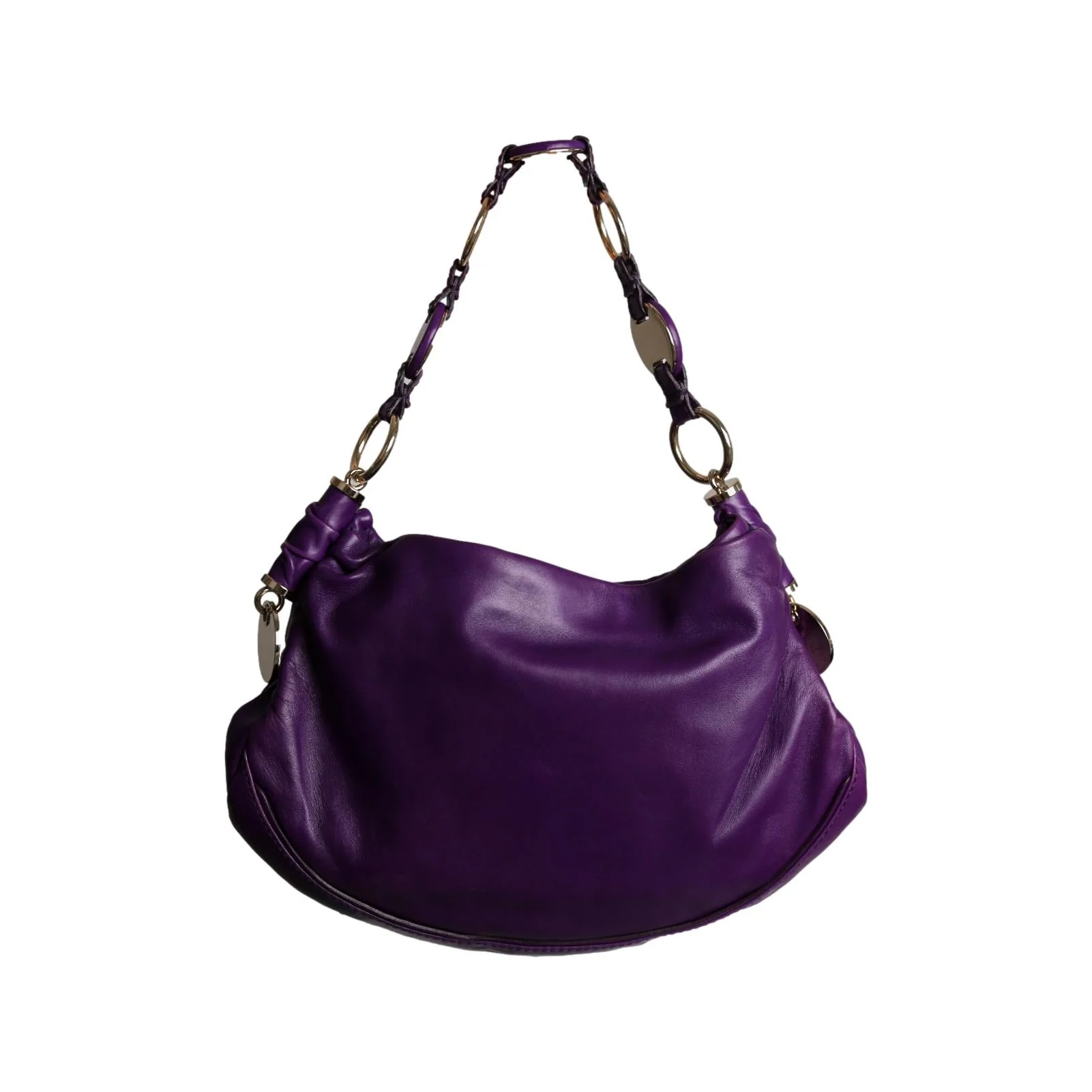 YSL Purple Leather Shoulder Bag - Image 2