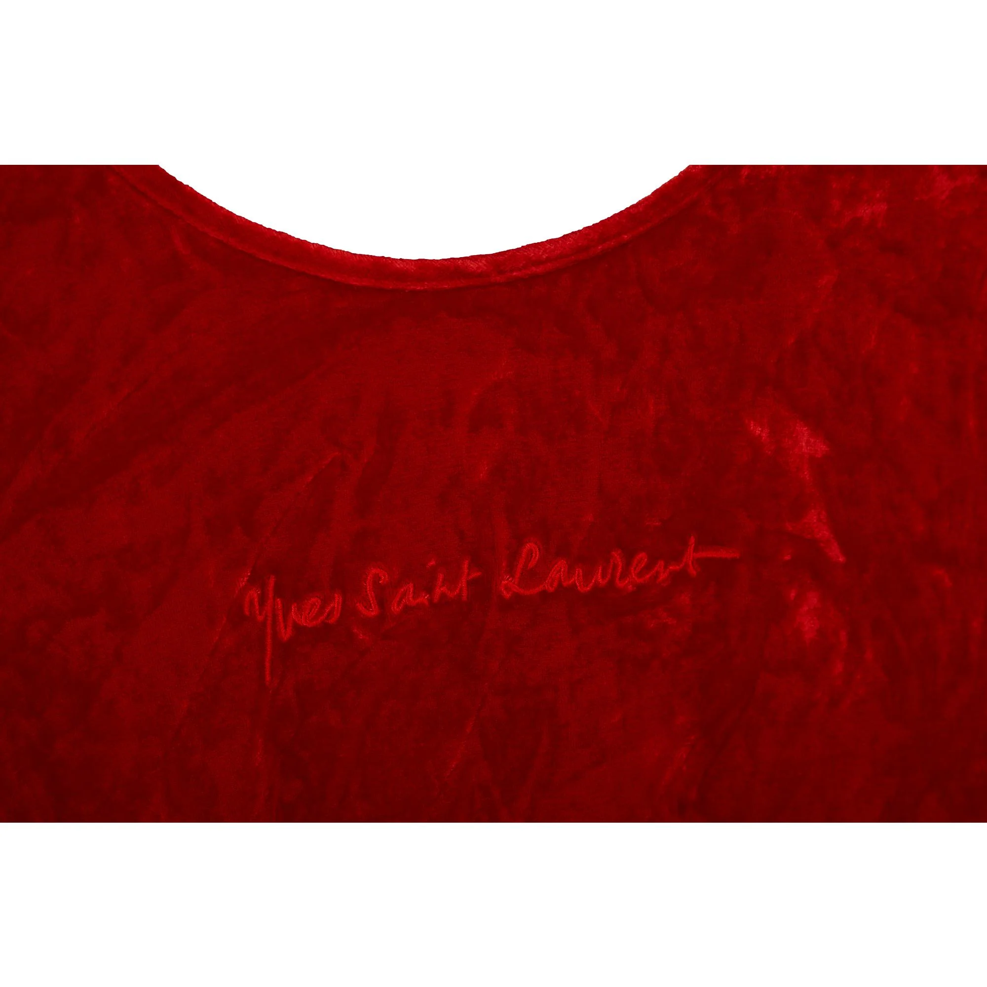 YSL Red Velvet Logo Long Sleeve Top - Image 3