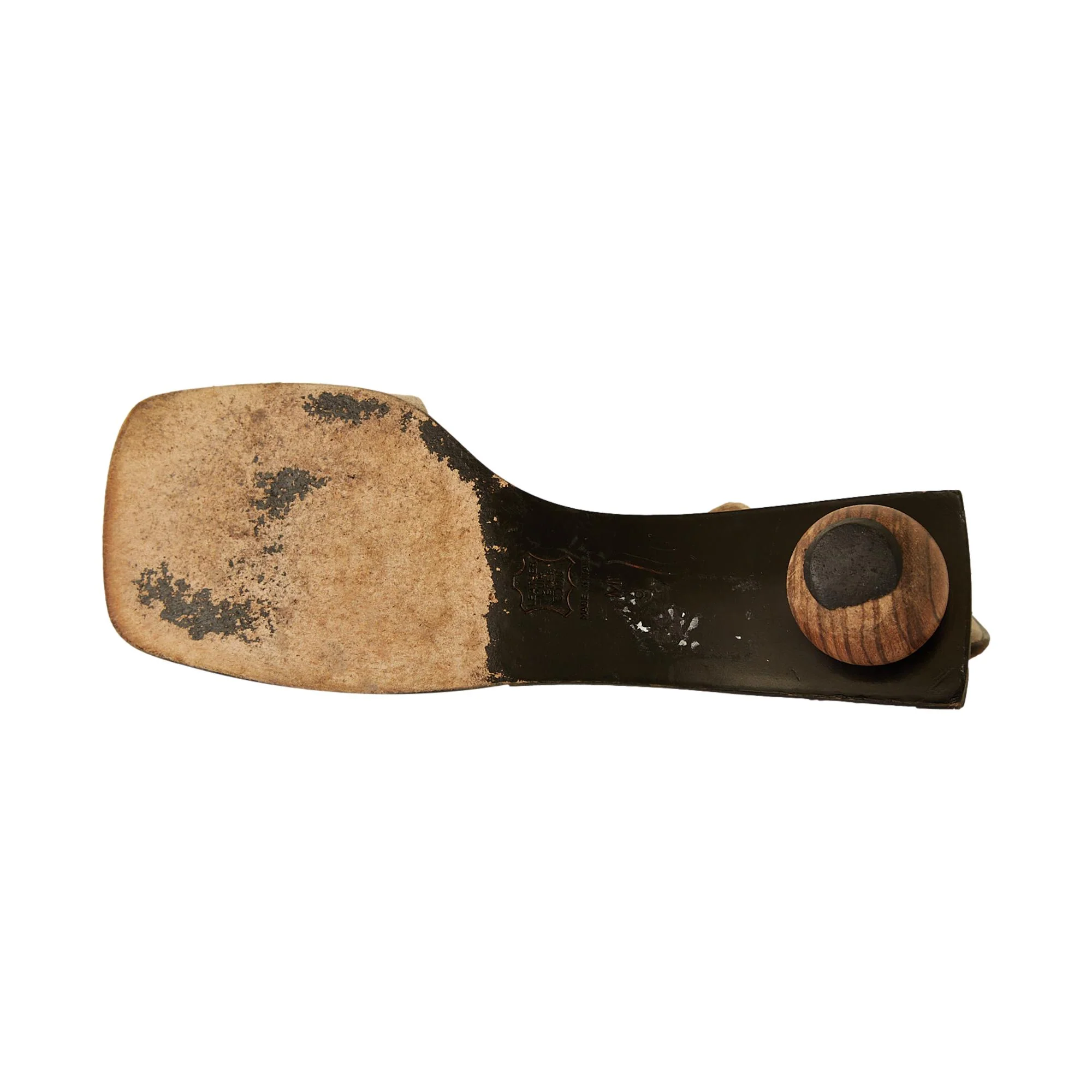 YSL Tan Wood Sphere Heels - Image 3