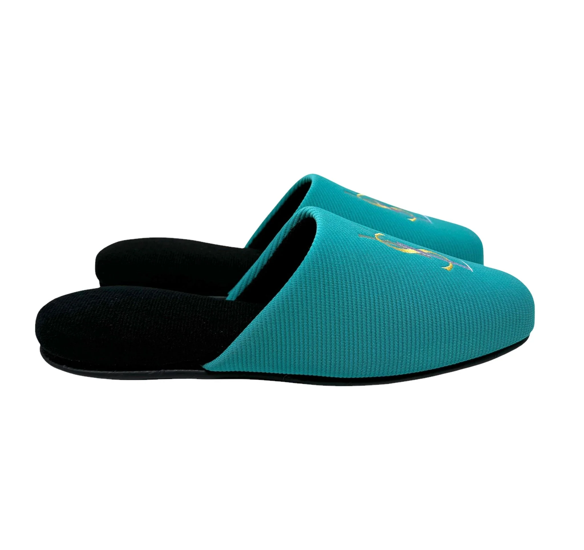 YSL Turquoise Logo Slippers - Image 3