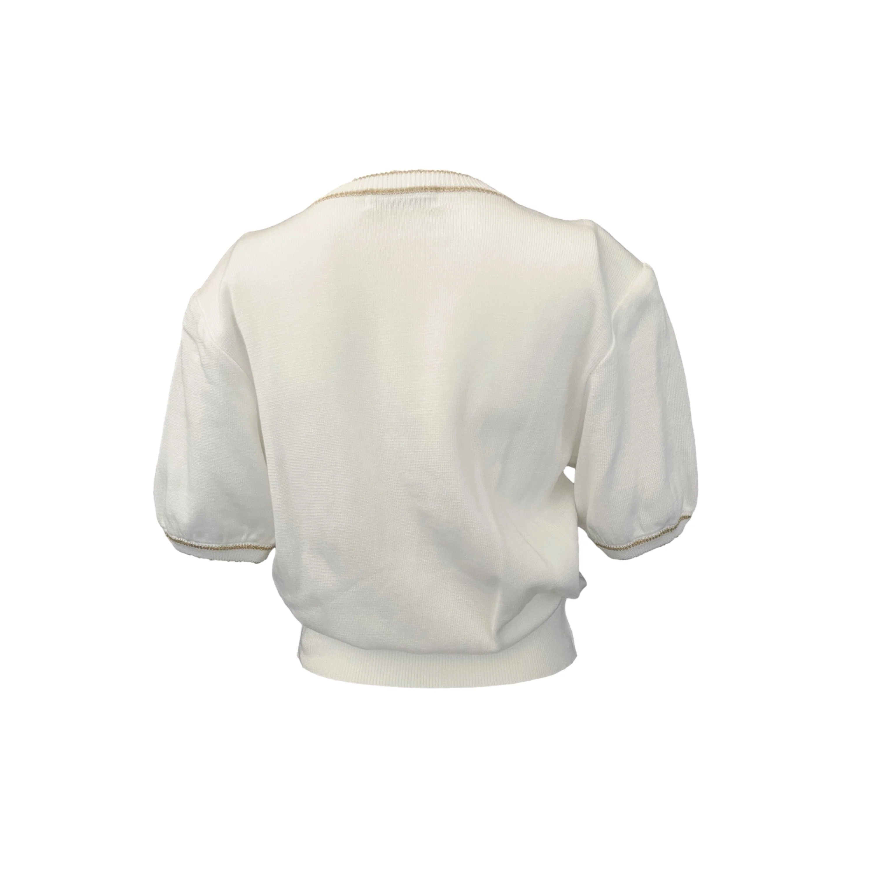 YSL White Knit Button Down Short Sleeve - Image 2