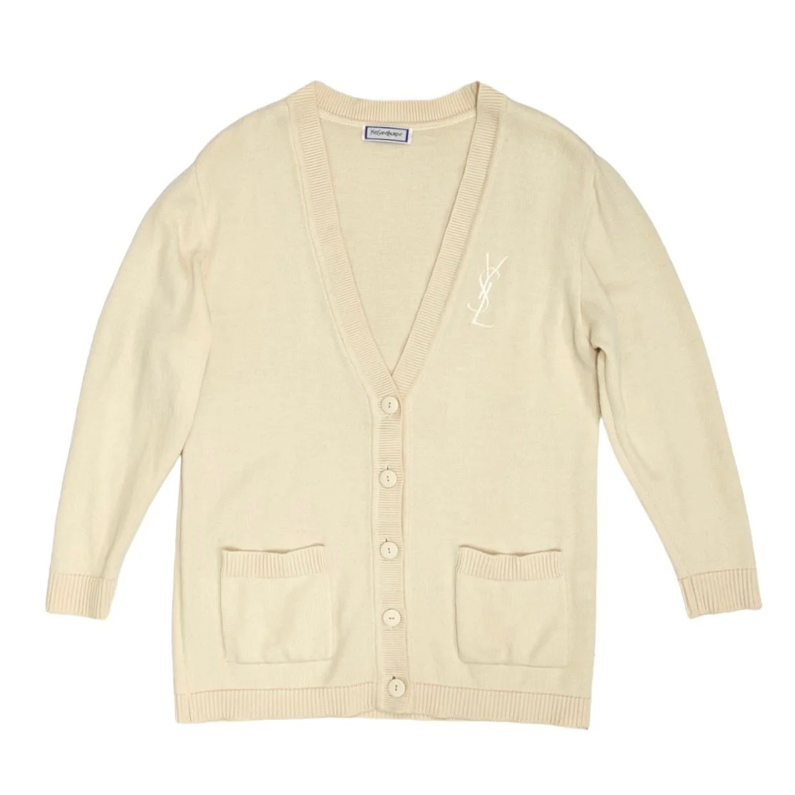 YSL White Logo Cardigan