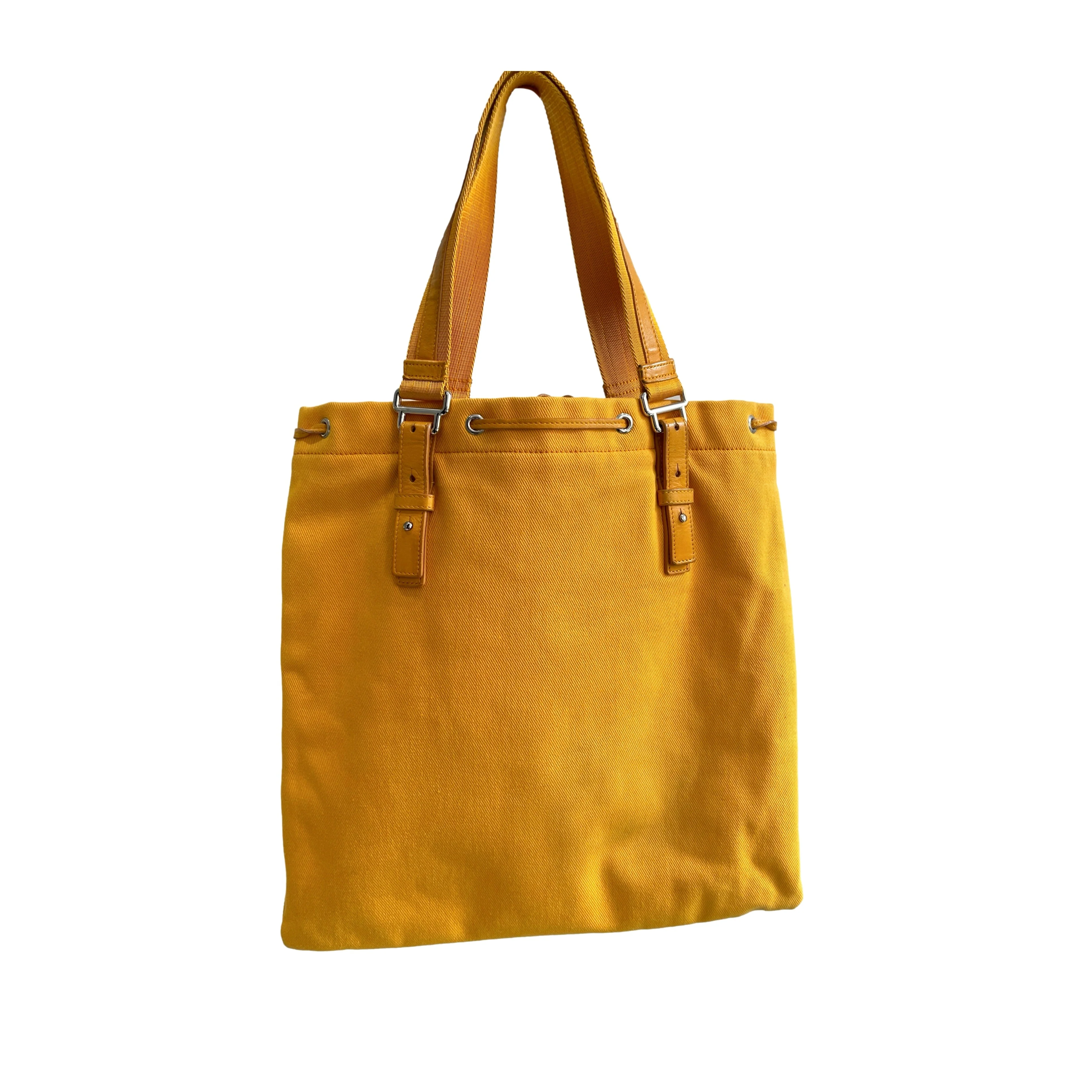 YSL Yellow Canvas Logo Shoulder Tote - Image 2